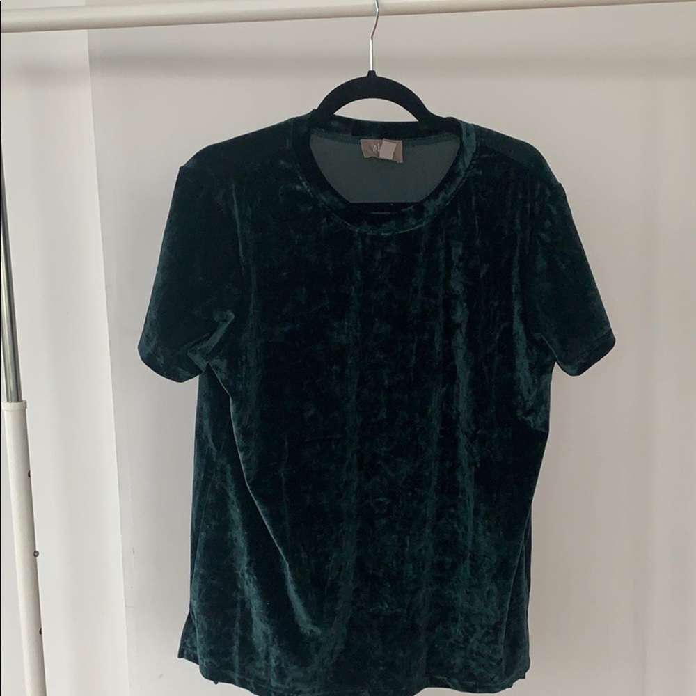 A green velvet top.